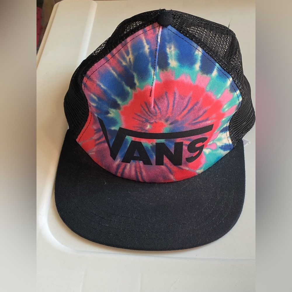 Vans Tie Dye Trucker Hat Snap Back Mesh Back Unisex Black Pink
